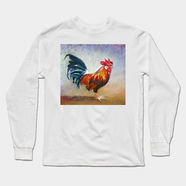 Portrait of Michael's Rooster Long Sleeve T-Shirt by Lyndarob